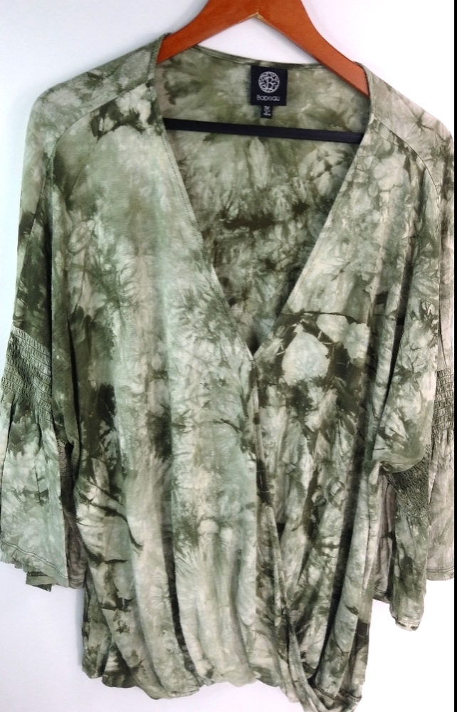 Bobeau Green Tie Dye Top 3X Plus